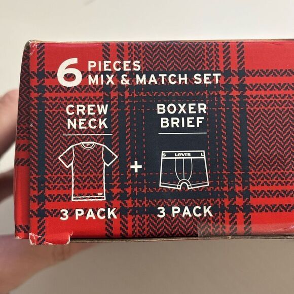 LEVIS 6 PIECE MIX & MATCH SET BOXER AND CREW NECK TSHIRTS SMALL NEW - Picture 9 of 10